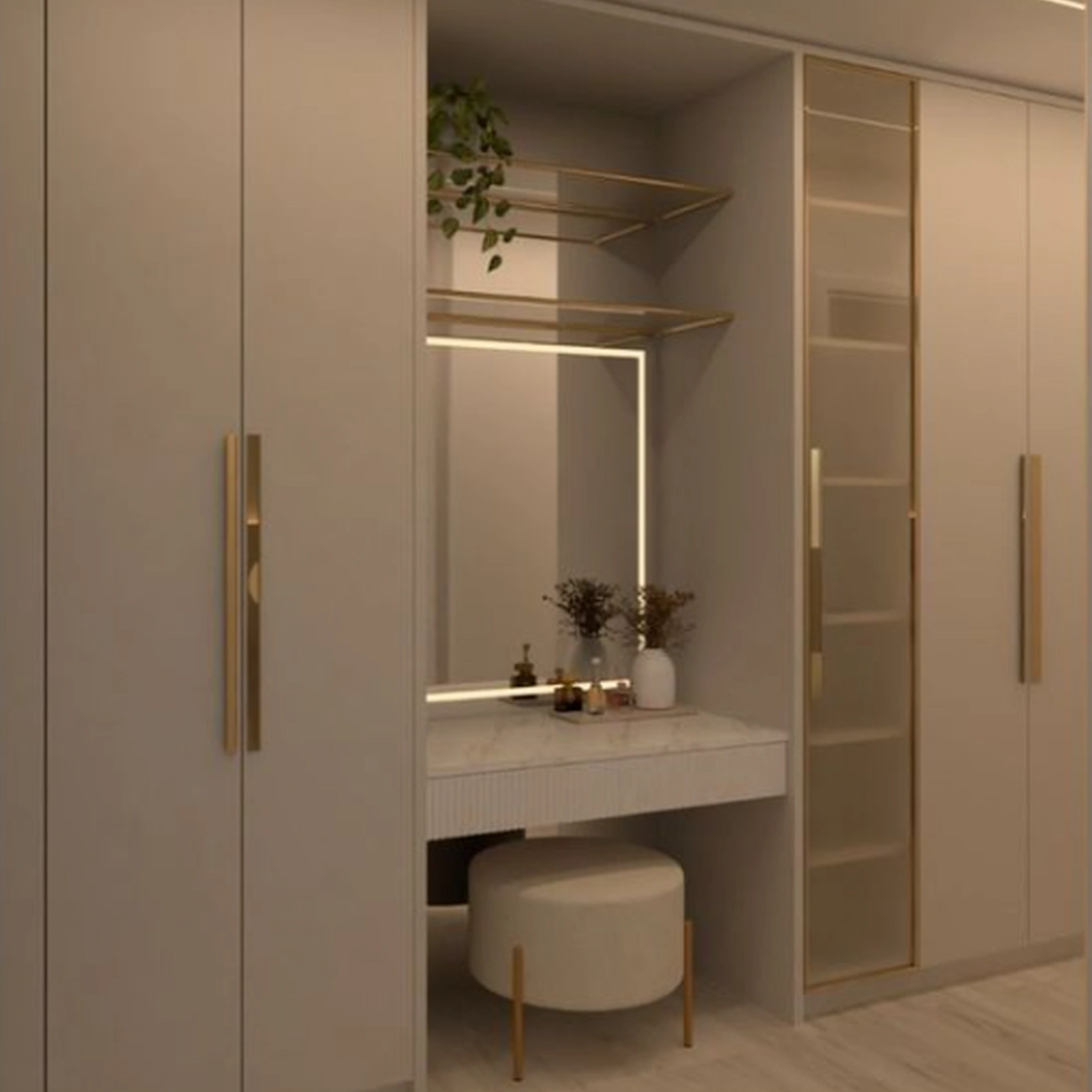 Closet moderno con tocador integrado