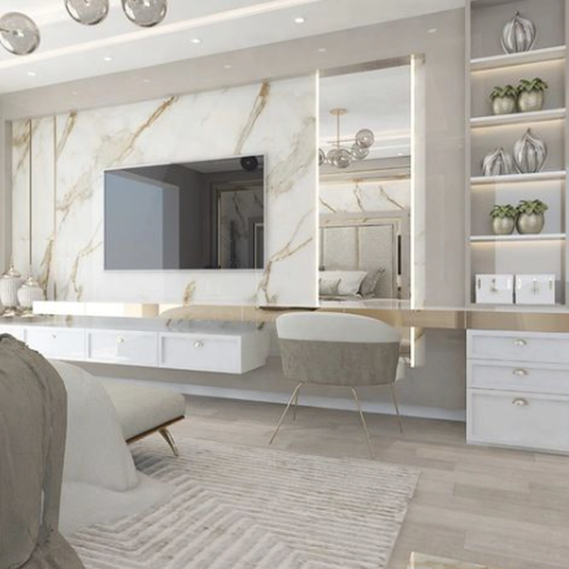 Mueble de TV y tocador para dormitorio
