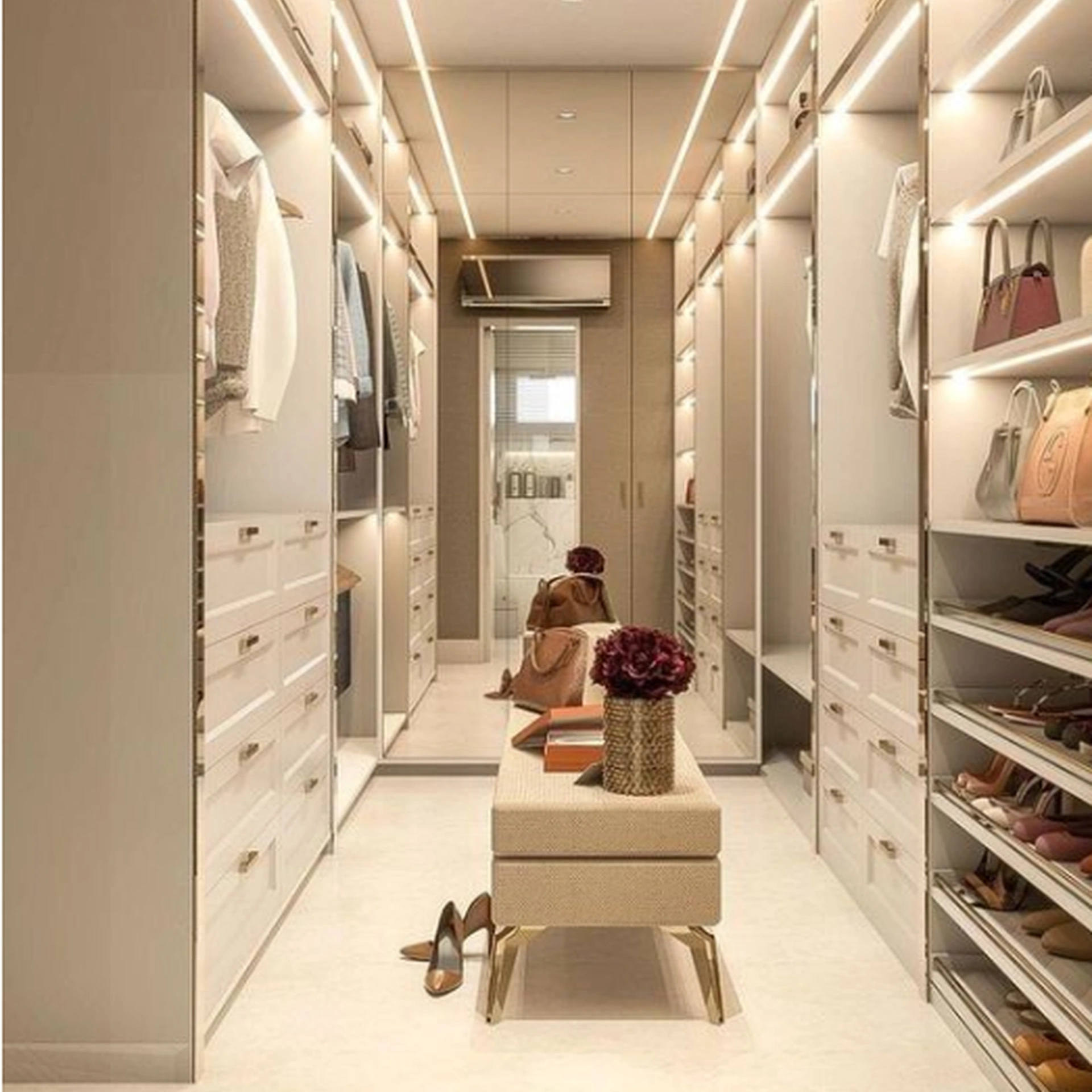 Walk-in closet moderno en melamina blanca - Muebles y Estilo Costa Rica
